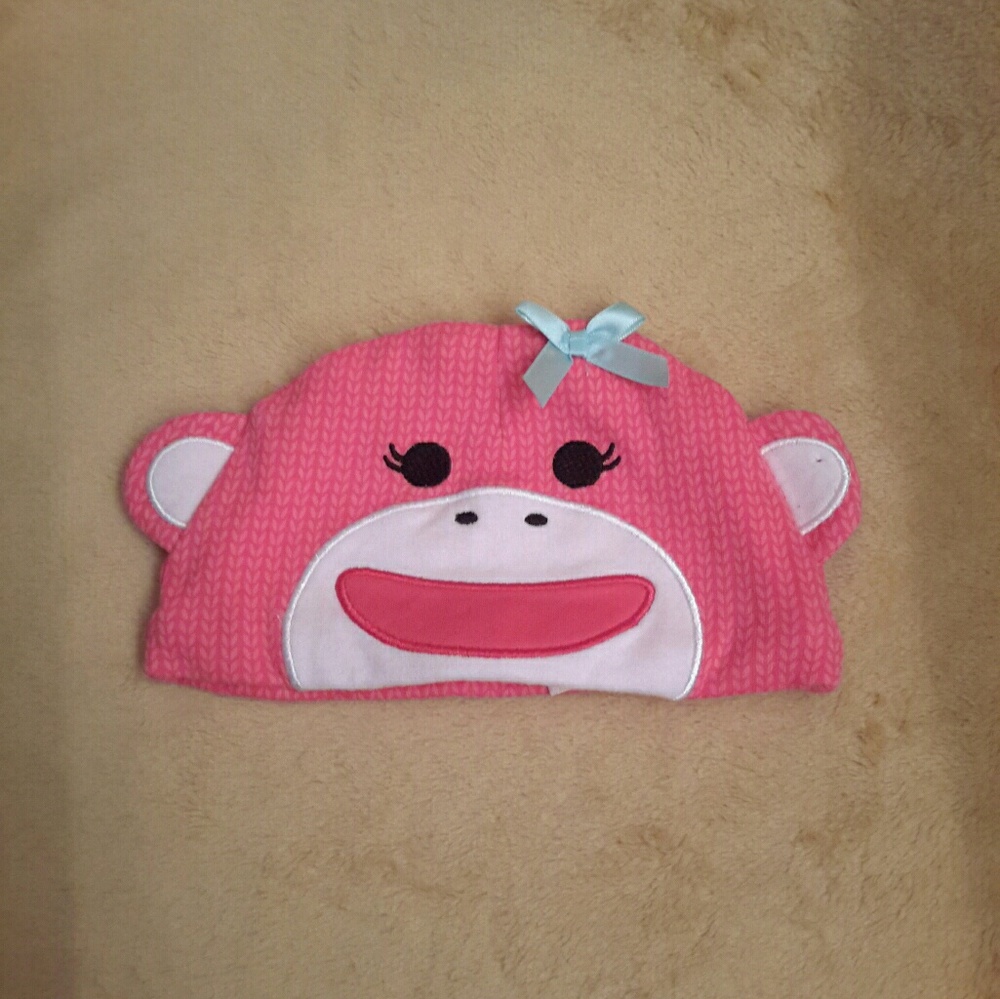 Baby Starters Monkey Cap (Salmon/White) E-1